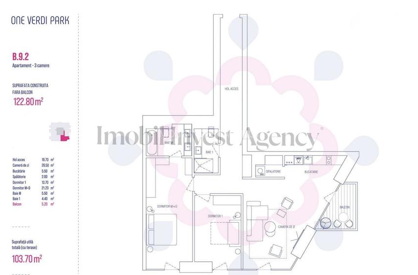 Apartament 3 camere de vanzare One Verdi Park - 1