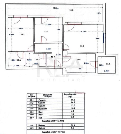 3 camere Titan decomandat, centrala, an 2022, 100 mp - 9