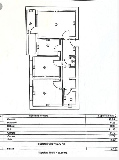 Tomis Nord - piața Ciresica 3 camere decomandate 67 mp - 4