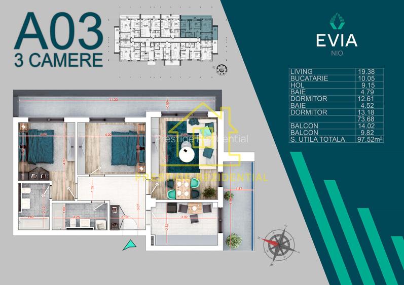 3Cam/ 98mp/ Premium/ 2Balcoane/ Titan-Pallady/ P+3 - 3