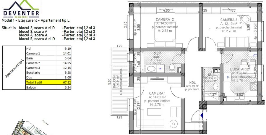 Intabulat! Ap 3 cam decomandat, 2 bai, balcon mare, incalzire pardoseala - 1