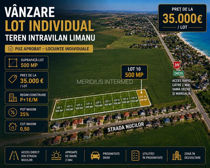 Vânzare loturi teren intravilane Limanu Vama Veche minim 500 mp. PUZ - 7