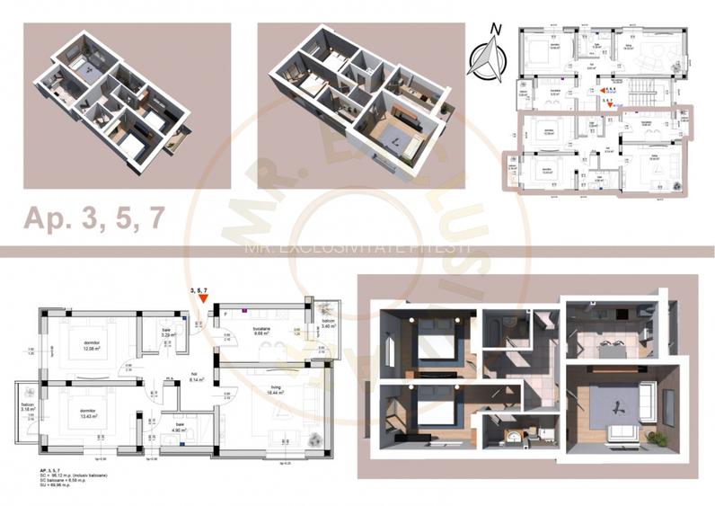 Apartament 3  camere , str Campului, constructie  2025 - 2