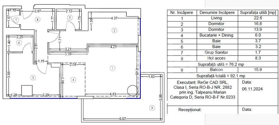 Vedere libera Sud | Apartament 3 camere, 3 bai | 107mp - 1