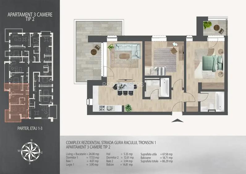 3 camere si terasa 7 minute metrou Nicolae Teclu DEZVOLTATOR - 4