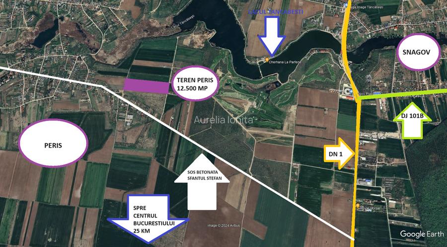 Proprietar - Teren intravilan Snagov - Peris - 12.500 mp la doar 15 euro/mp - 2