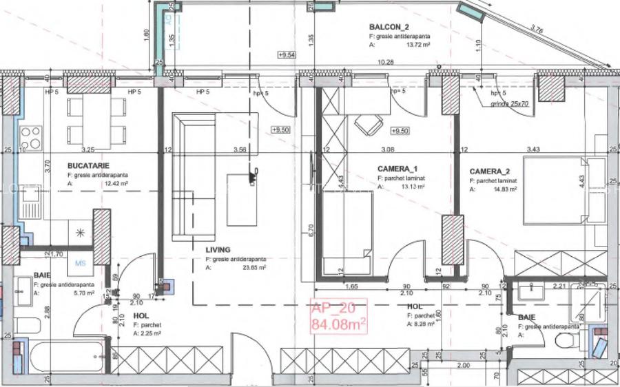 Ap. de 3 camere la dezvoltator - Central - București 41 - 3