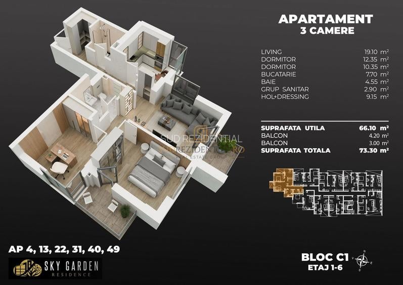 Apartament langa metrou - 3 camere, finisat nou si modern, Comision 0% - 1
