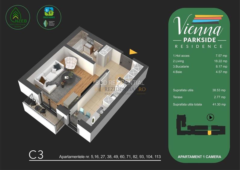 Garsoniera noua in ansamblu rezidential certificat verde - Metalurgiei - 1