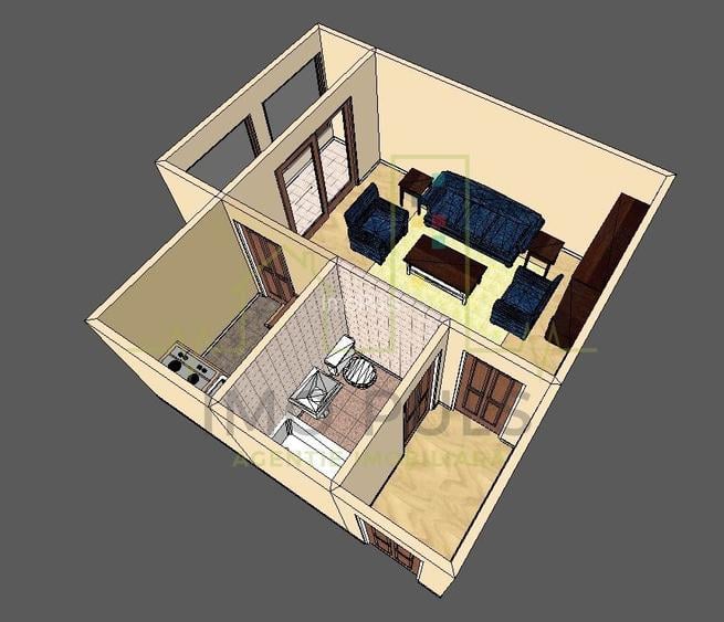 Apartament cu o camera. Telegrafului. Etaj intermediar. 4 ap/nivel - 2