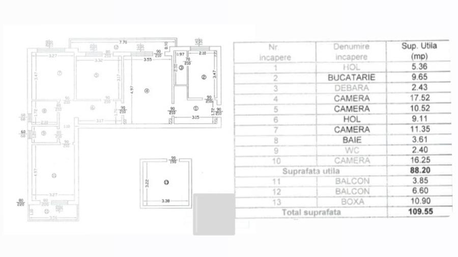 Apartament 4 camere, 88,2 mp utili, 2 balcoane, boxa, loc parcare, Tatarasi - 19