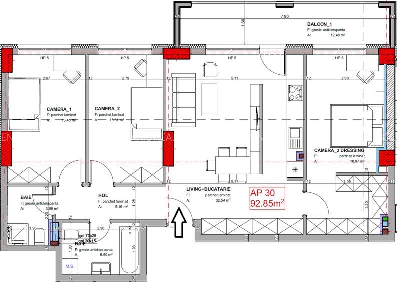 Ap. de 4 camere la dezvoltator - Central - București 41 - 3
