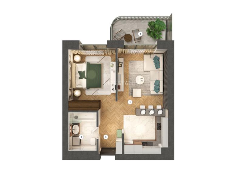 Studio Dublu - 50,59 mp -Hils Nord - Pipera -Emil Racovita / Comision 0%