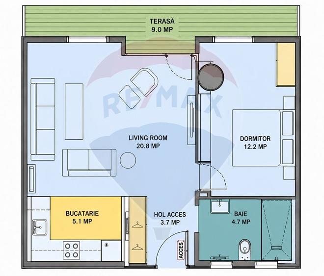 Apartament luminos cu 2 camere in ONE NORTH LOFTS, gata de mutare