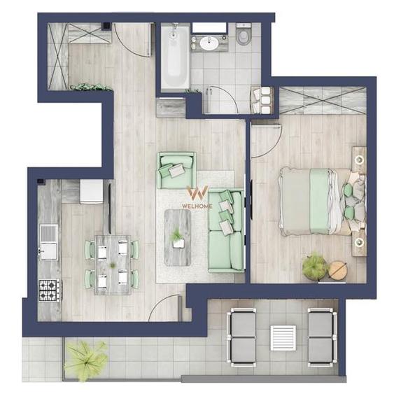 Partament premium 2 camere, 39,6 mp, ansamblu privat
