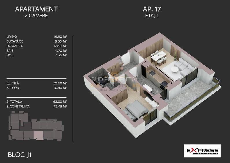 Apartament decomandat cu 2 camere, ansamblu securizat, Drumul Binelui - 5