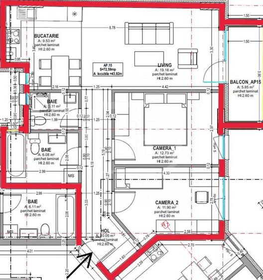 Apartament 3 camere, constructie cu CF, intermediar, zona strazii Horea