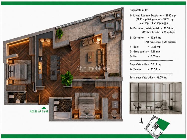3 camere, 86 mp, 500 m metrou Nicolae Grigorescu (Ilioara), Park Lake - 2