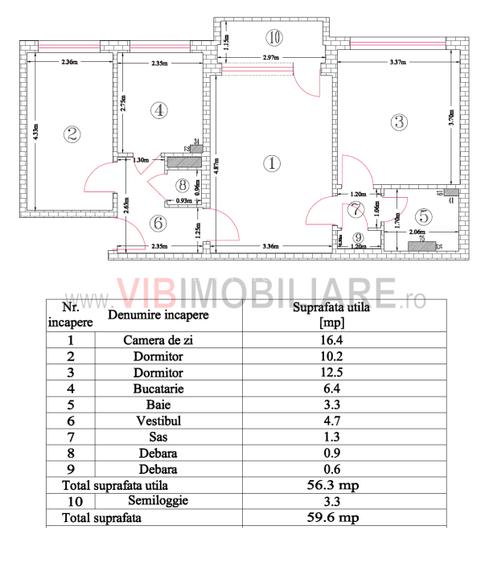 Metrou Gorjului/ Str Apusului /3 camere / 59mp/ - 11