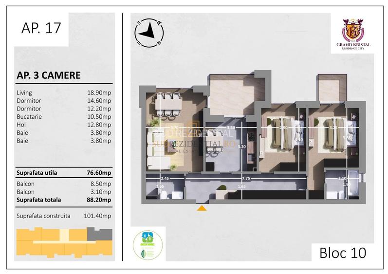 Apartament deosebit cu 3 camere si doua balcoane – zona Metalurgiei - 1