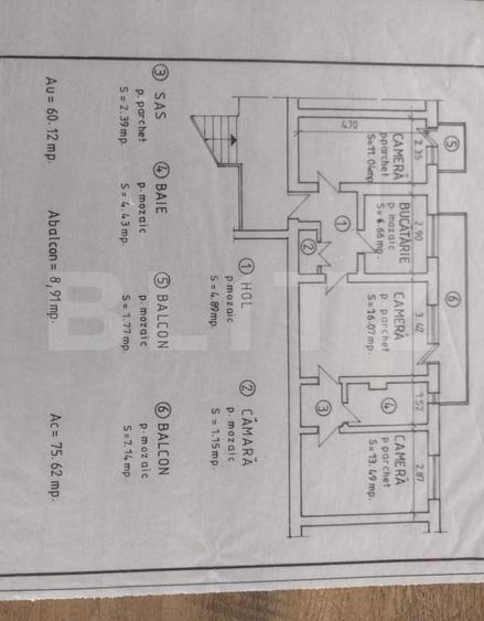 Apartament 3 camere, 62 mp, zona Careiului