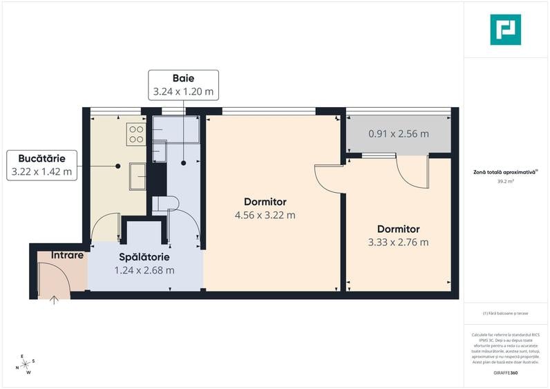 Apartament 2 camere, 47 mp, mobilat