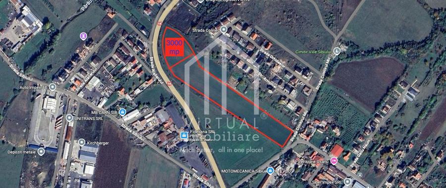 Teren intravilan de vanzare in Sibiu, 3000 mp deschidere la DN 14