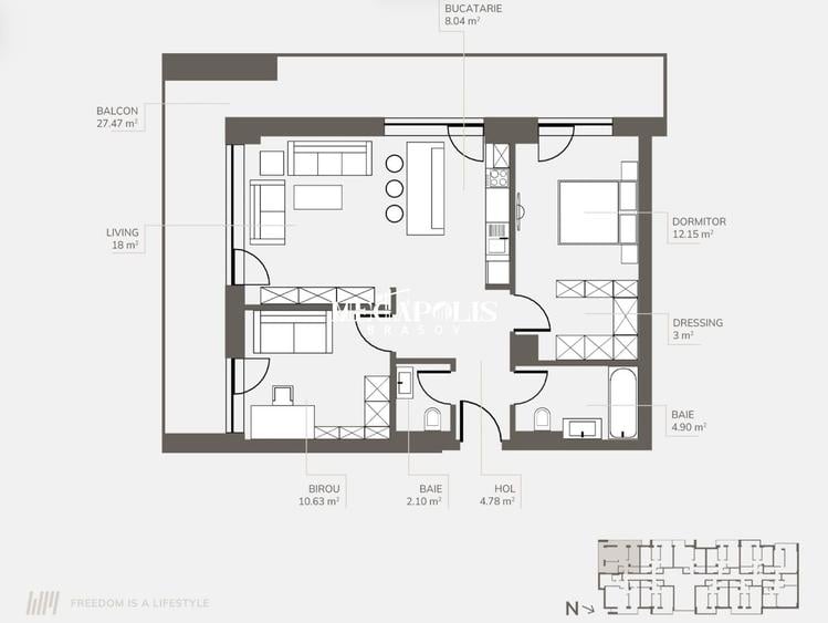 Apartament Premium | 3 camere | Bartolomeu | 63 MP