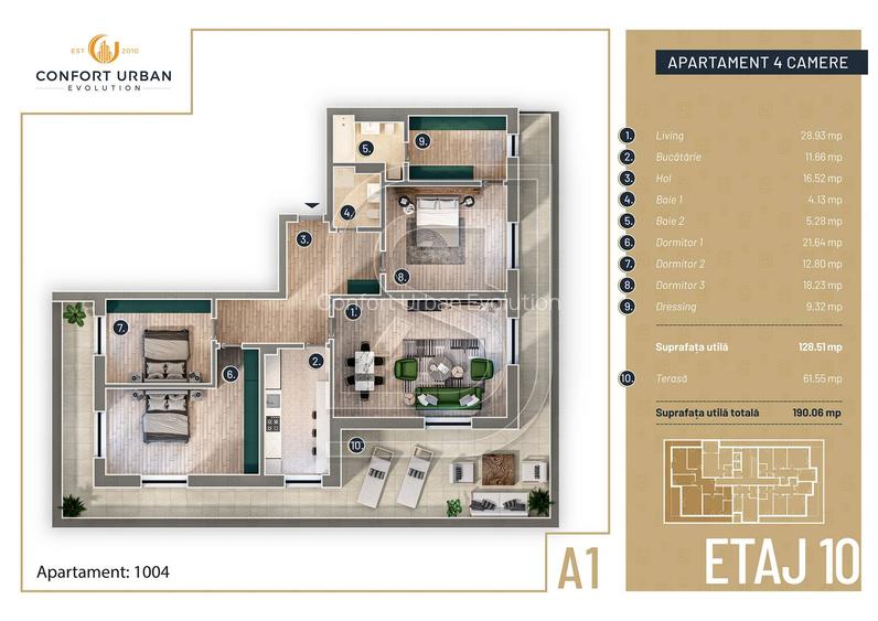 Apartament decomandat cu 4 camere si terasa, 190 mp, zona Targ Pucheni - 1
