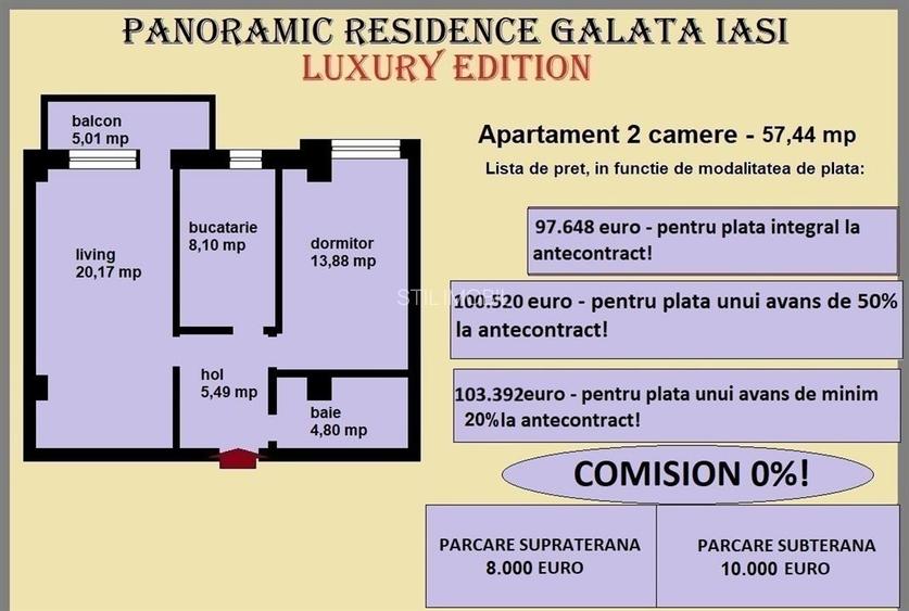 Apartament decomandat de vanzare in Iasi, Galata, 57,44 mp, bloc nou - 2