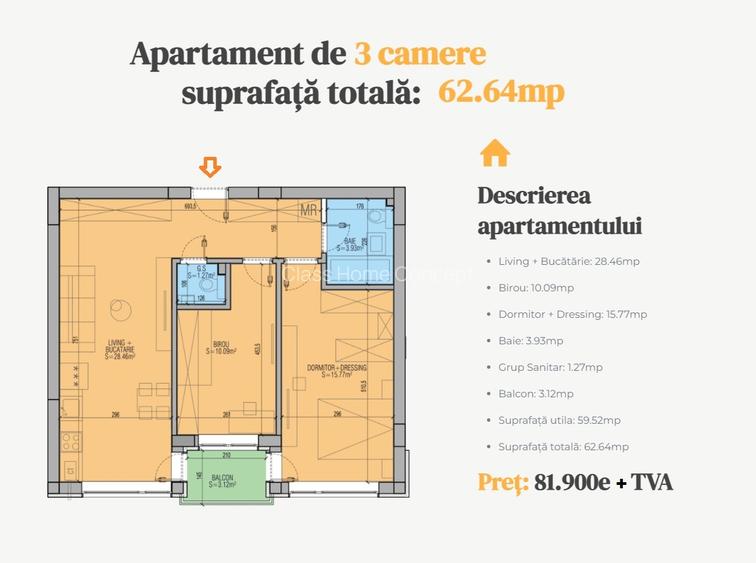ACTE GATA- Apartament 3 camere cu 2 bai - Bloc Boutique - Lift - 2