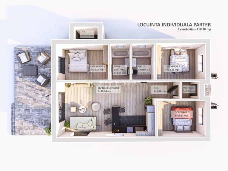 Casa 4 camere pe parter-Tunari | Teren 400 mp - 1