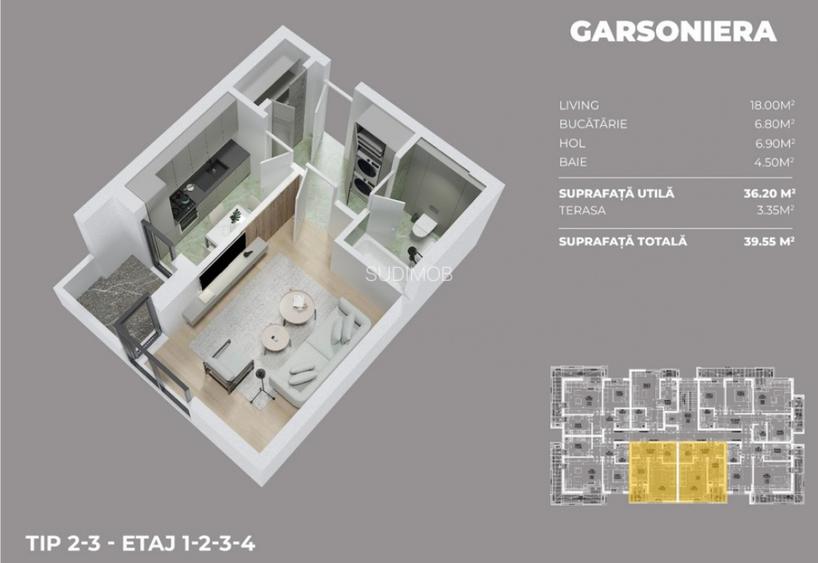 Parc Laurentiu Raiciu garsoniera decomandata. - 2