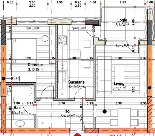 Apartament 2 camere/bucatarie 11mp/15 min Metrou 1 Dec 1918 decomandat - 2