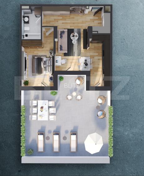Apartament 2 camere, 58 mp, terasa 63 mp, proiect nou nZEB, zona Rivus - 3
