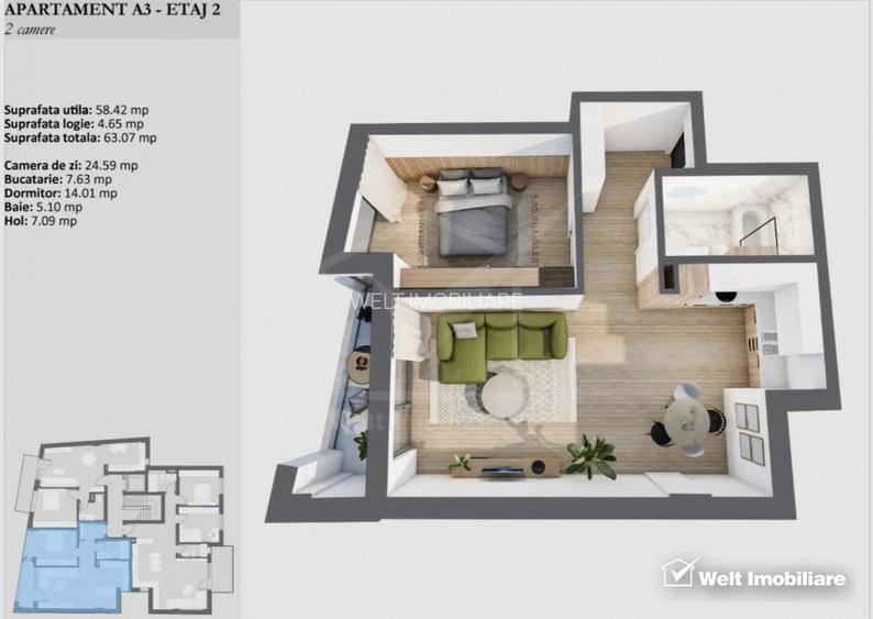 NOU PE PIATA ! Apartament de 2 camere, imobil nou de lux, zona centrala ! - 2