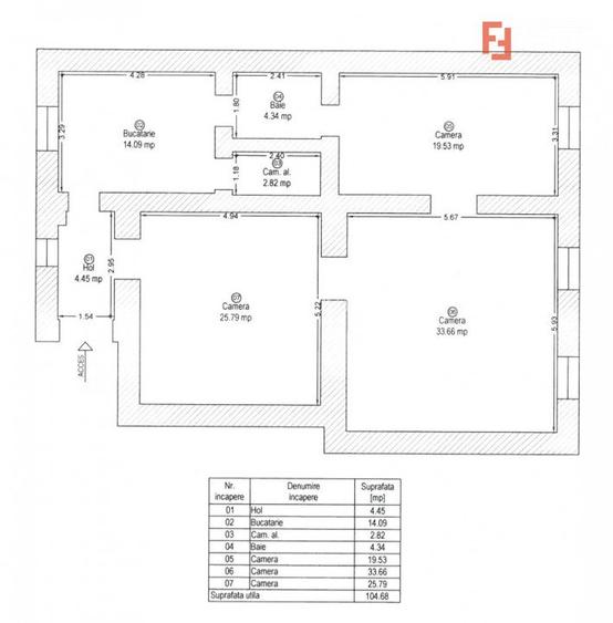 Apartament 3 camere in cladire istorica, 104 mp utili - Piata Maria - 20
