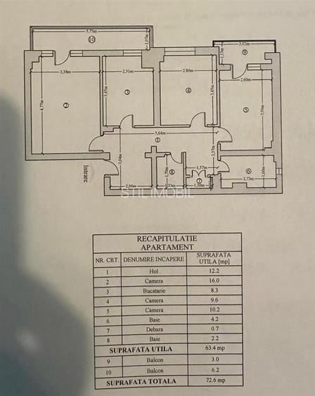 Ap 3 cam, 2 băi, 2 balcoane - B-dul Pacurari , 72.6 mp - 7