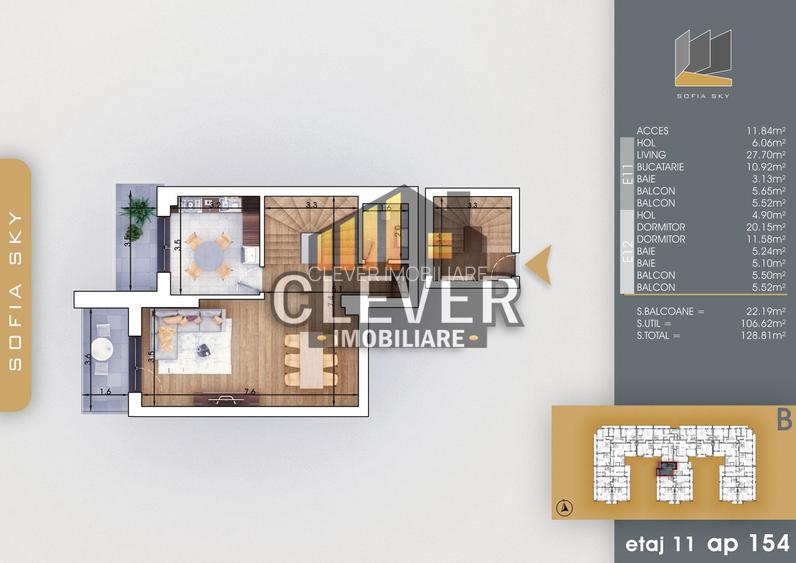 Apartament Duplex 3 camere Finalizat, Pallady - metrou teclu - 2