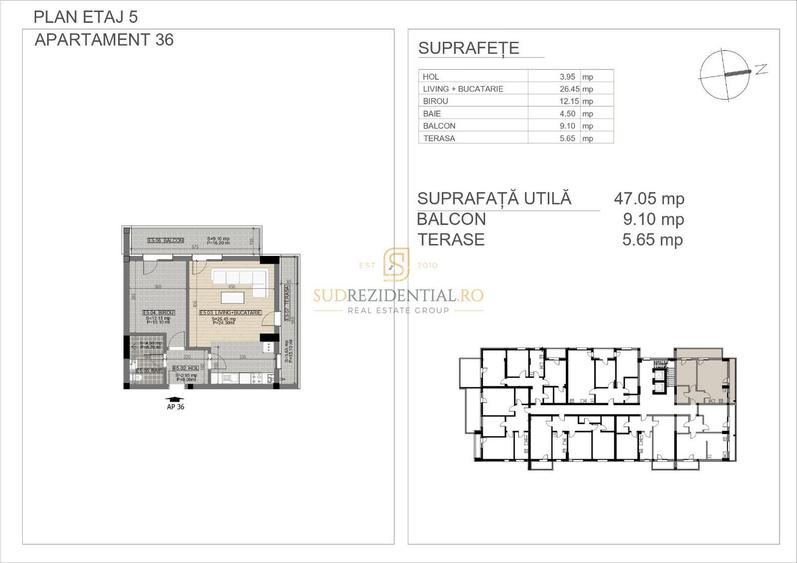 Apartament modern compartimentat cu balcon si terasa, Brancoveanu - 1