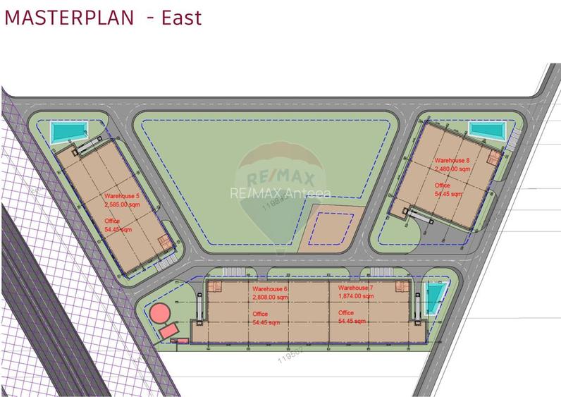 Teren logistic, PUZ aprobat, 7,63 ha, platforme + hale 23.396 mp. A0 - 6