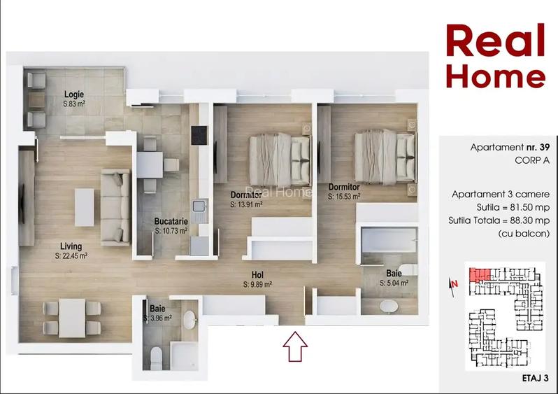 3 camere | 1 Decembrie 1918 | 15 min metrou | spatios  | premium - 2