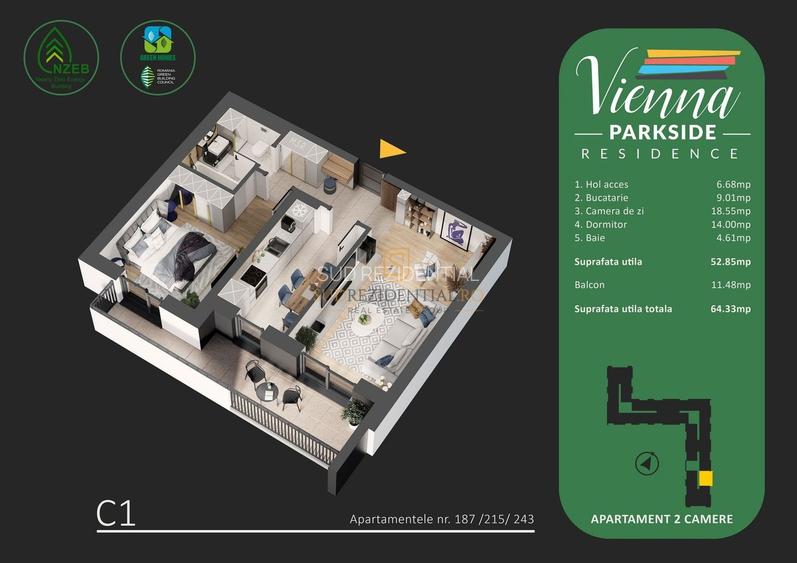 Apartament modern 2 camere, aproape de parc Tudor Arghezi, Sector 4 - 5