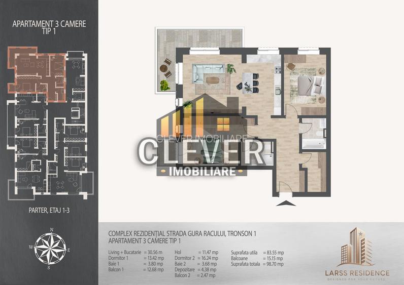 Ap 3 camere – 83 mp utili | Pallady – Metrou Nicolae Teclu - 1