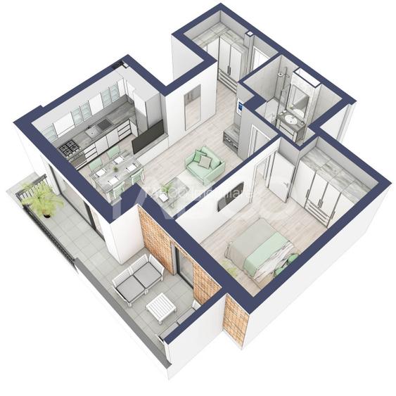 Apartament la parter cat un etaj 1 cu 47 mp utili 2 camere Turnisor - 2