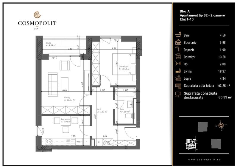 Apartament 2 camere | Cosmopolit Zenit | Răcădău - 4