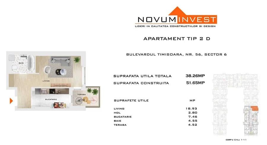 Garsoniera Et. 11/11 Bloc Nou Zona Gorjului - Novum 56 - 7