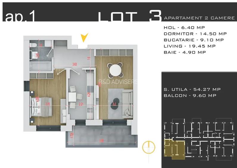 Apartament cu 2 camere decomandat, Parcare Gratuita!!! zona Pallady - 7