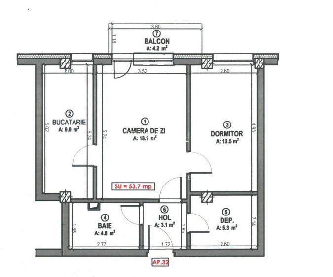 Ap 2 camere 55 mp, parcare la cerere, semifinisat, TVA inclus, zona Terra! - 7
