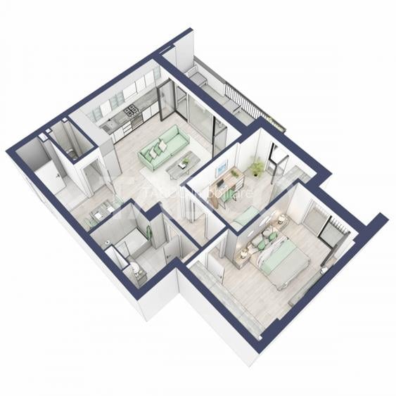 Apartament 63 mp utili 3 camere 2 bai gradina parter inalt Turnisor - 11